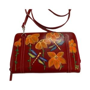 NWT Hand Painted Leather Bag.  7” X 4.5”